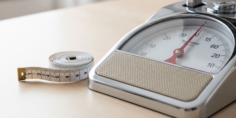 Báscula y cinta métrica